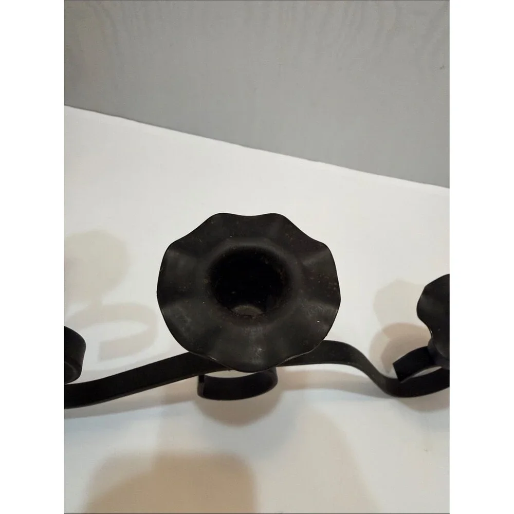 Vintage Black Wrought Iron Candelabra Gothic